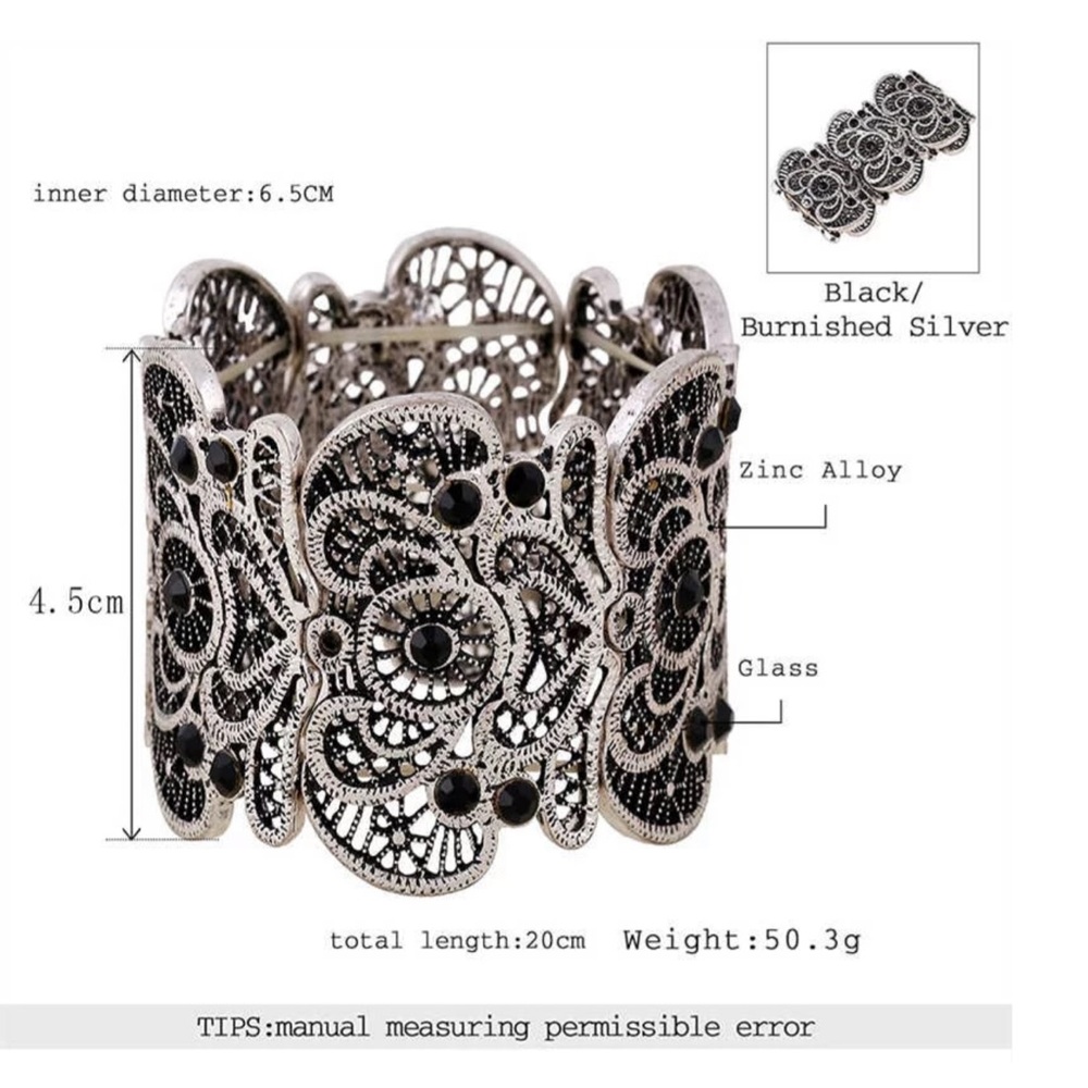 Beakey Vintage Style Filagree Stretch Bracelet 🕷️ - Picture 3 of 4